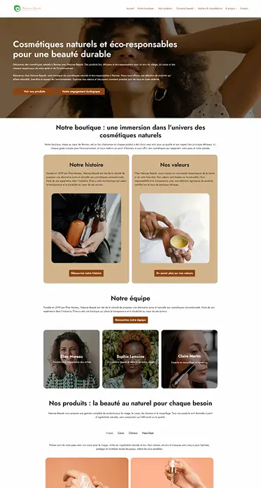 Naturae beauté, homepage desktop