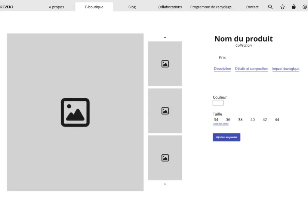 Revert - Conception wireframe d'une page produit