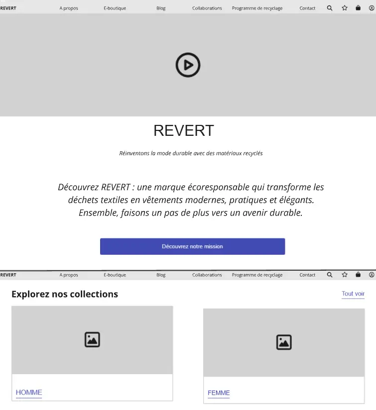 Revert - Conception Wireframe de la HomePage